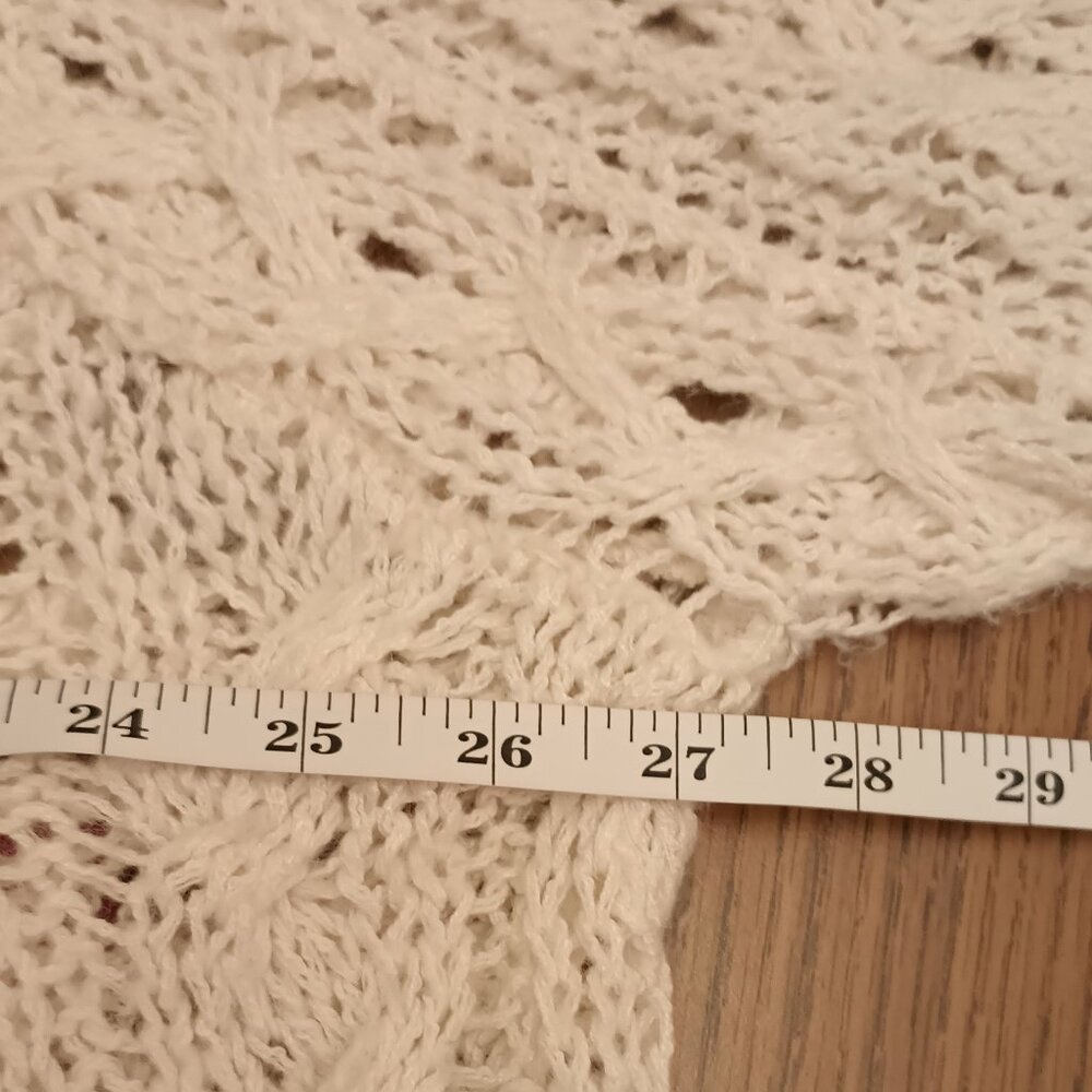 Free People Size S Cream Crochet Oversized Cropped Sweater - Picture 6 of 10